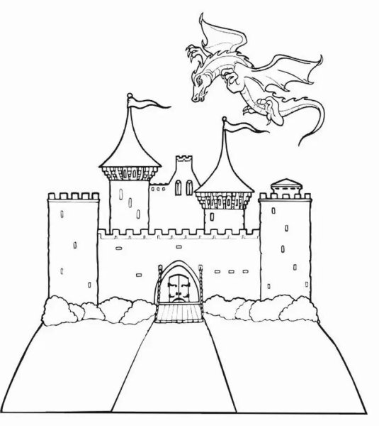 Рыцарский замок в средневековой Европе рисунок