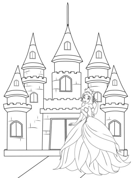 Замок с принцесойраскраска