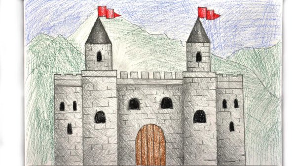 Средневековый замок рисунок