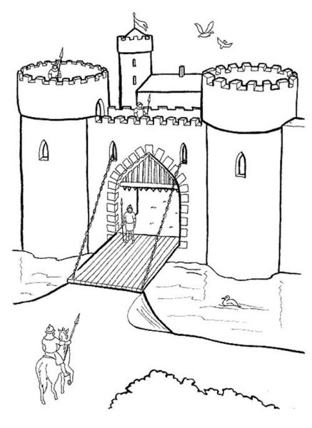 Рыцарский замок в средневековой Европе рисунок