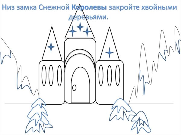 Рисование замок снежной королевы