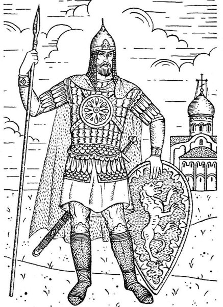 Александр Невский воин рисунок