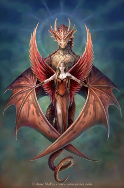Anne Stokes красный дракон