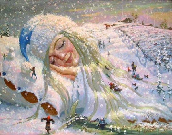 Художник Мохов Александр ( 1966 г.р.) спящая зима.