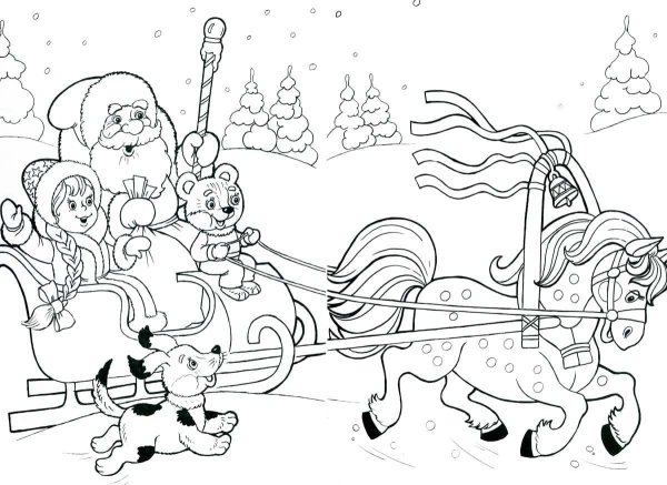 Раскраска Деда Мороза и Снегурочки