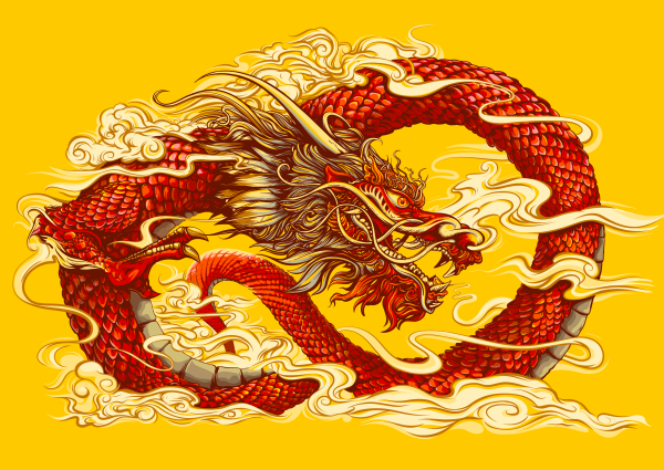 Золотой дракон Китай красный