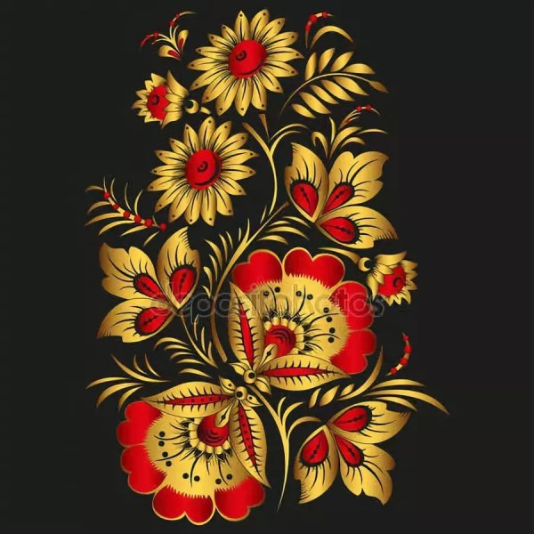 Хохломская роспись цветы