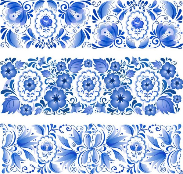 Роспись цветы на голубом фоне