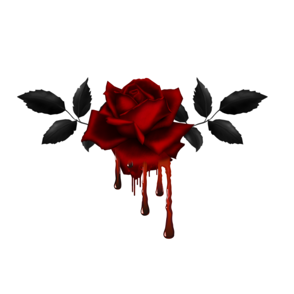 Роза с кровью на черном фоне