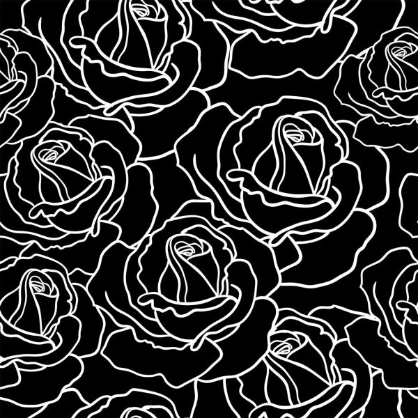 Принт розы на черном фоне