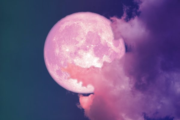 Полнолуние розовая Луна