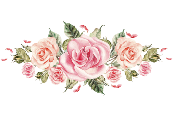 Роза акварель на белом фоне