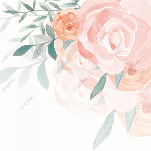 Розовые Акварельные цветы