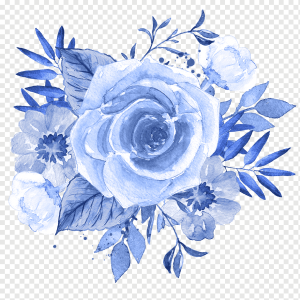 Голубая роза Ватерколор