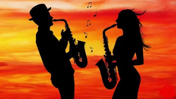 Девушка и парень саксофон