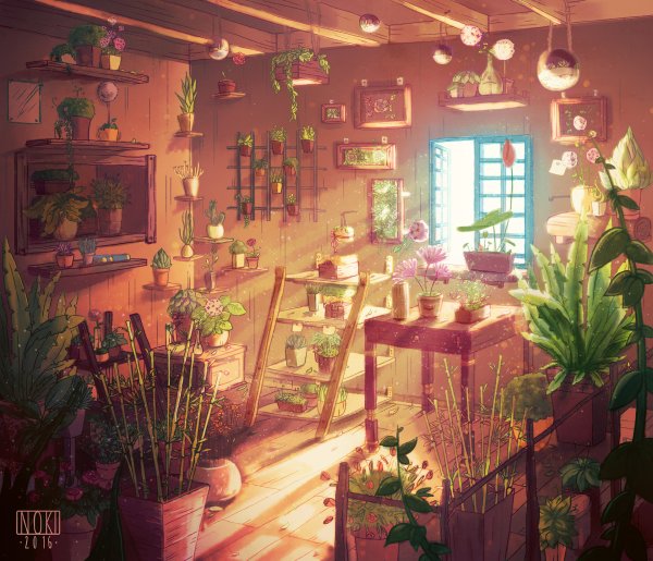 Комната с растениями арт