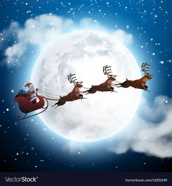 Летающий Санта на оленях