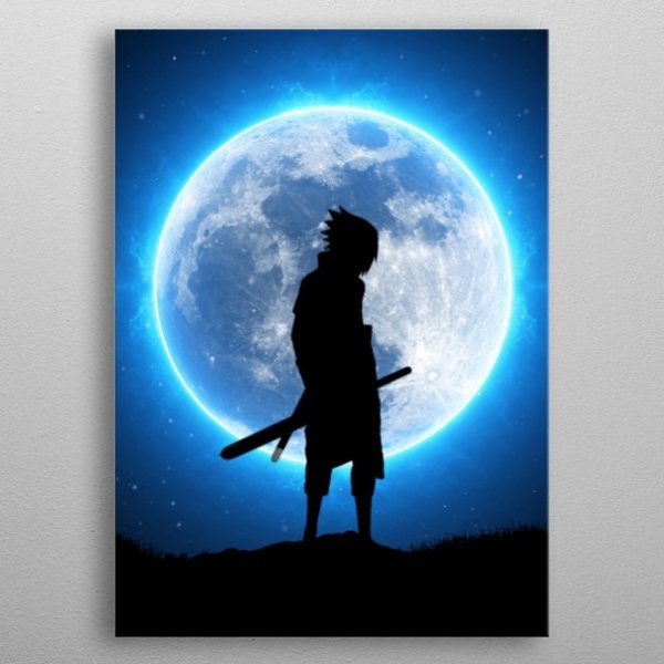 Силуэт Саске на фоне Луны