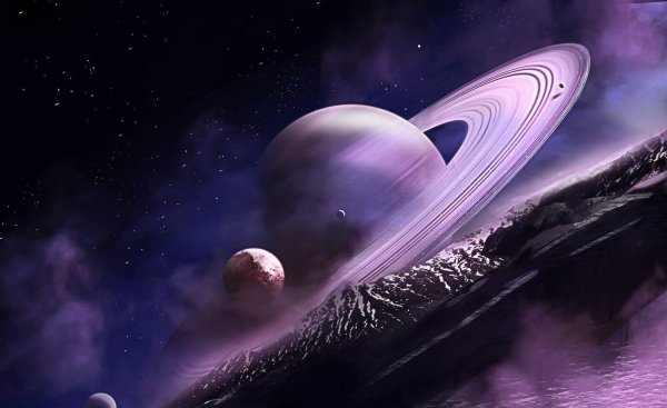 Сатурн на фоне луны