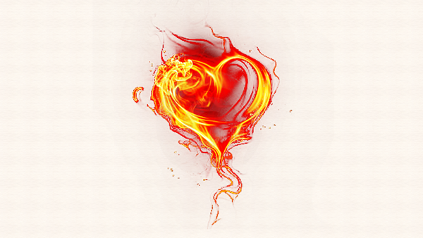 Огненное сердце на прозрачном фоне