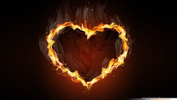 Сердце на фоне огня