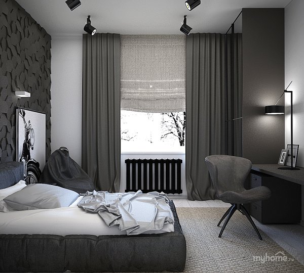 Серый интерьер комнаты