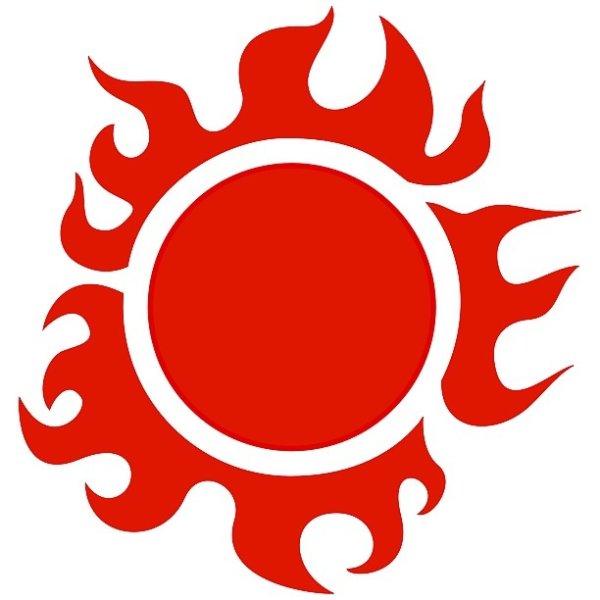 Символ красное солнце на белом фоне
