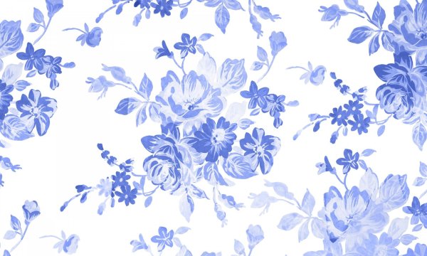 Синие цветы гжель на белом фоне