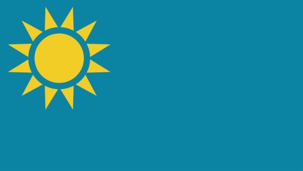 Синий флаг с желтым солнцем