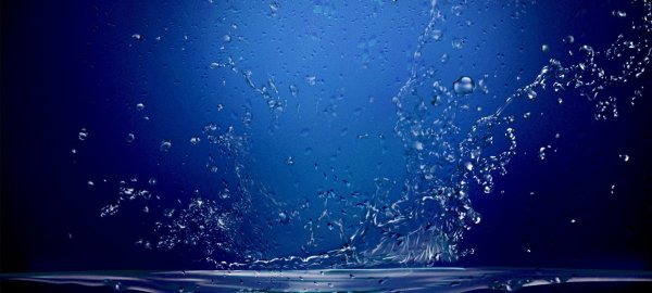 Синий фон с брызгами воды