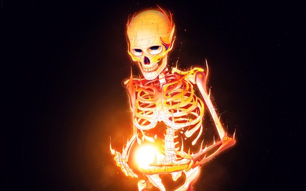 Скелет на фоне солнца