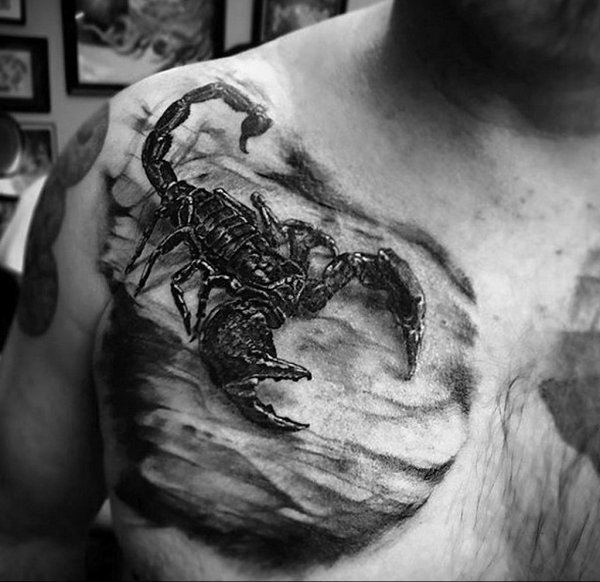Эскизы тату на грудь Скорпион