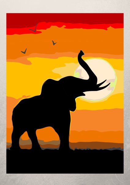 Силуэты слонов на закате