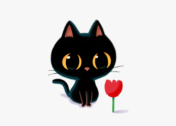 Смайлик черной кошки