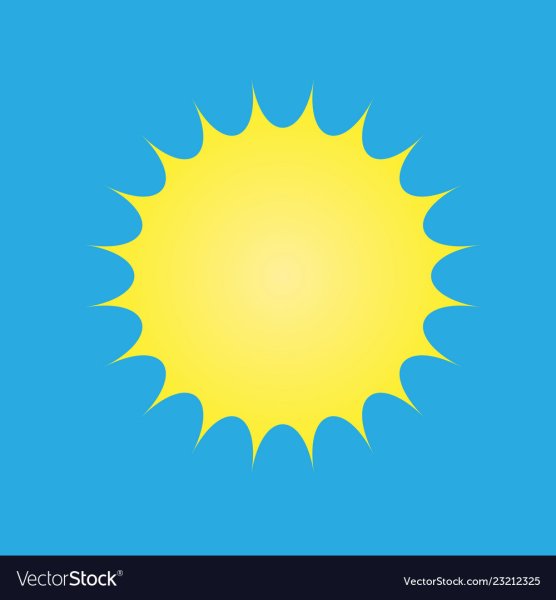 Желтое солнце на голубом фоне вектор