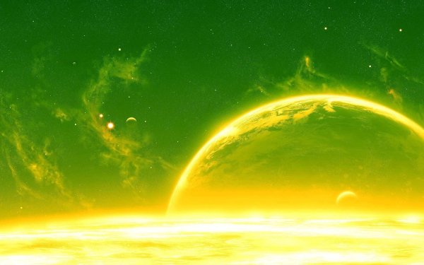 Космос в зелено желтых тонах