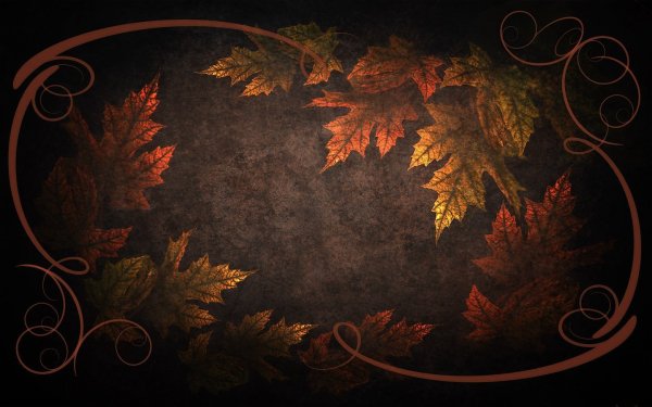 Осенние листья на коричневом фоне
