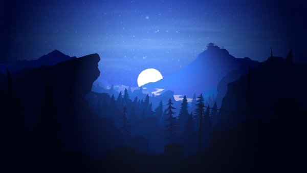 Пейзаж ночной лес