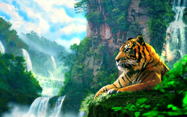 Тигр на фоне леса