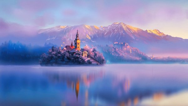 Церковь Успения Девы Марии озеро Блед Словения