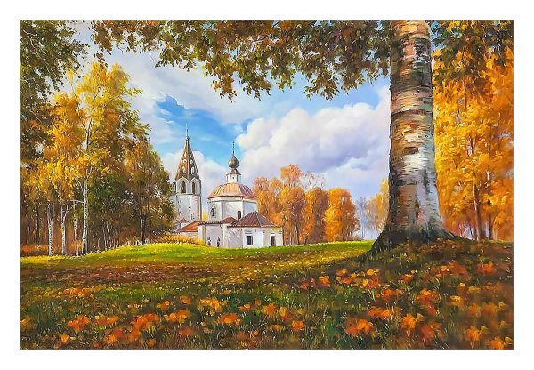 Церковь на фоне осеннего леса