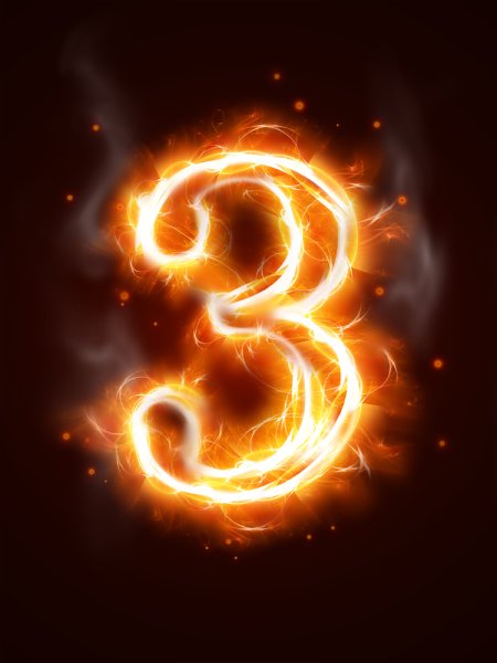 Цифра 3 с огнем