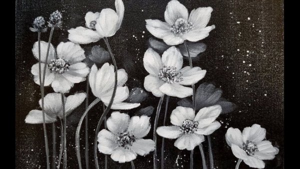 Цветы на черном фоне живопись
