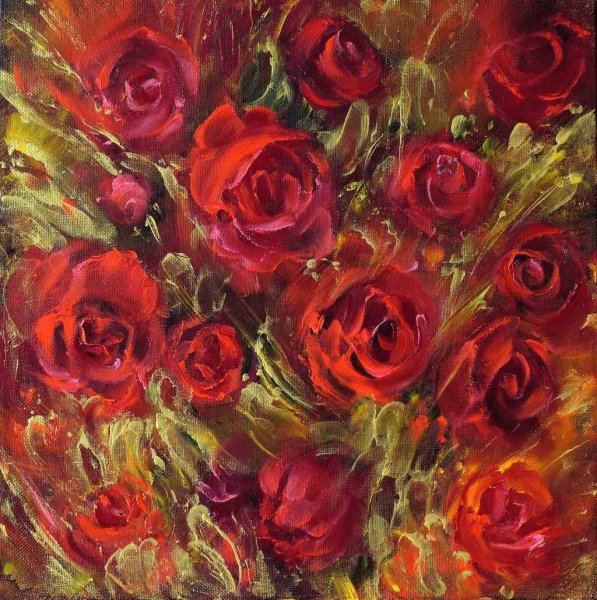 Красная роза живопись