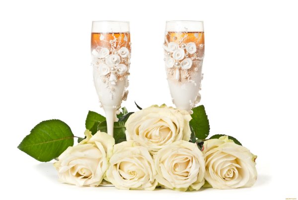 Свадебные бокалы с розами