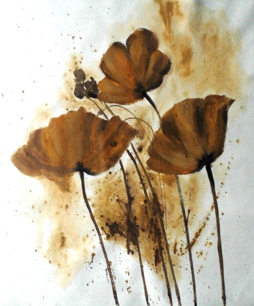 Цветы на коричневом фоне на картинах