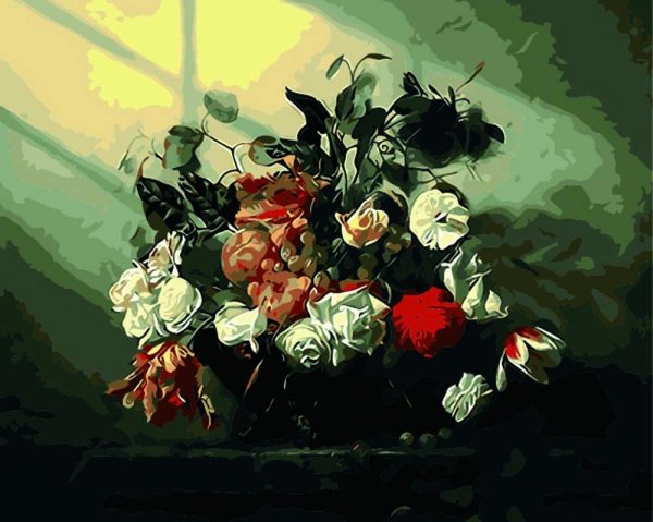 Цветы на темном фоне живопись