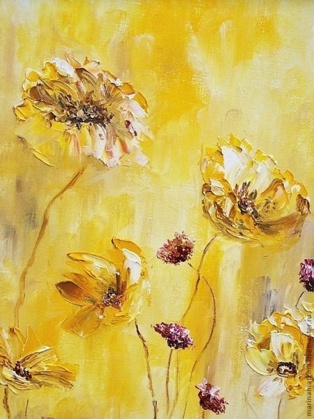 Желтые цветы живопись