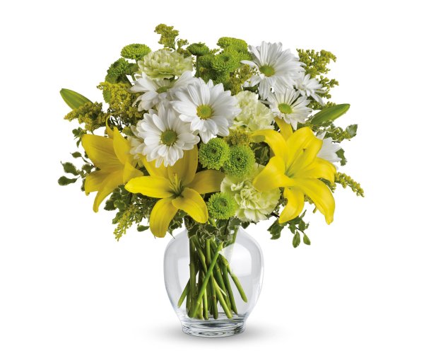 Цветы в вазе на белом фоне