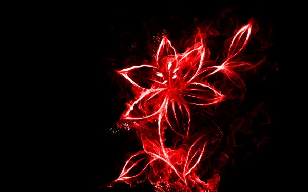 Красный неоновый цветок